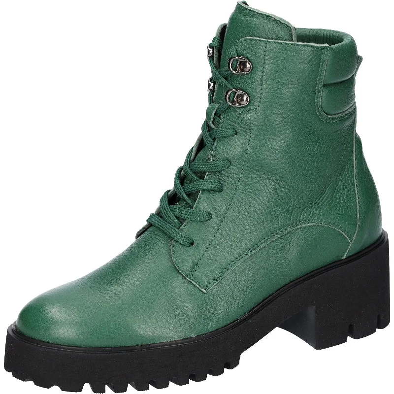 Ankle boots for getaways-Waldlaufer 771804 199 229 H-Nira Ladies Green Leather Arch Support Zip & Lace Ankle Boots