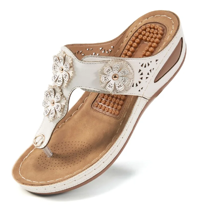 Sandals with ankle rise-【No.14】Ladies Flip Flops Adjustable Hook And Loop Sandals Summer Air Cushion Shoes