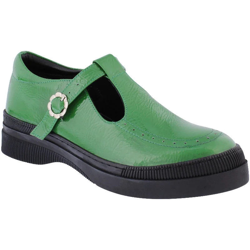 Adesso A7015 Leigh Ladies Emerald Green Patent Leather T-bar Shoes