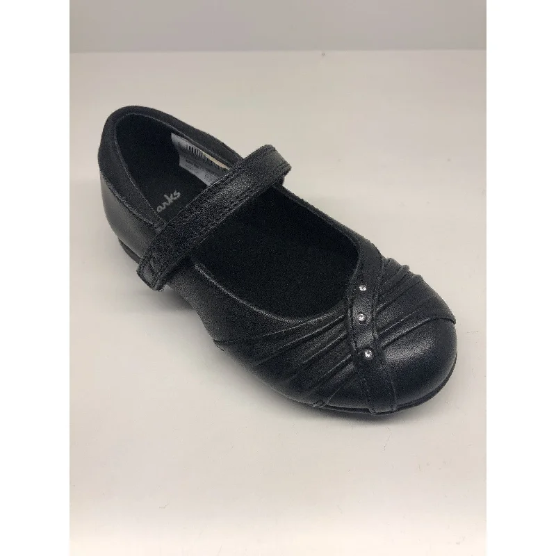 Clarks Dolly Shy Girls Black Leather Shoes