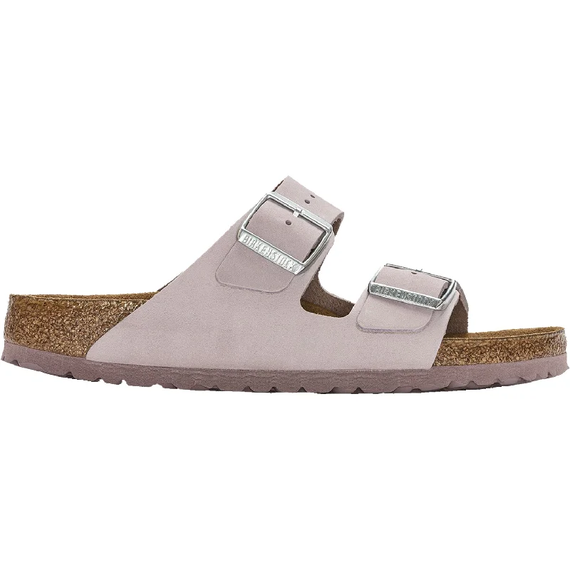 Sandals with iris pattern-Women's Birkenstock Arizona Soft Footbed Lilac Nubuck