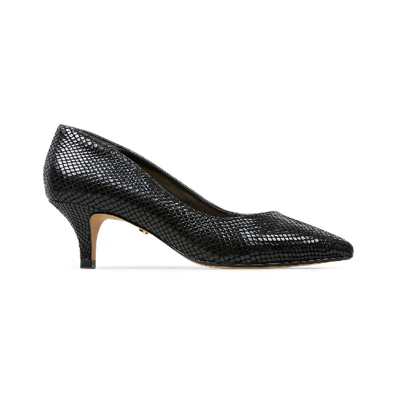 Van Dal Gina 3117 Ladies Black Feature Leather Court Shoes