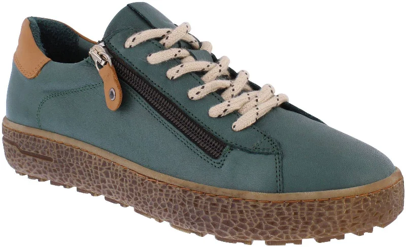 Adesso A7620 Cece Ladies Pickle Leather Zip & Lace Trainers