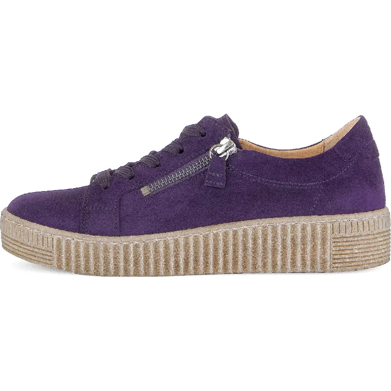 Gabor Wisdom 53.334.13 Ladies Purple Suede Casual Lace Up Trainer