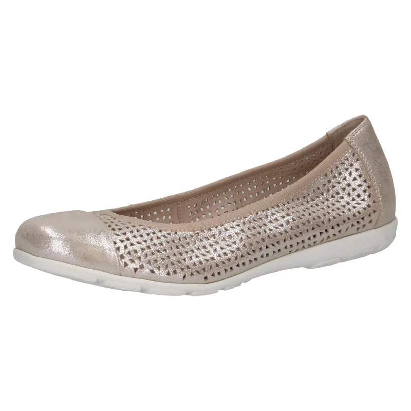 Caprice 9-22151-42 341 Ladies Taupe Metallic Leather Slip On Shoes