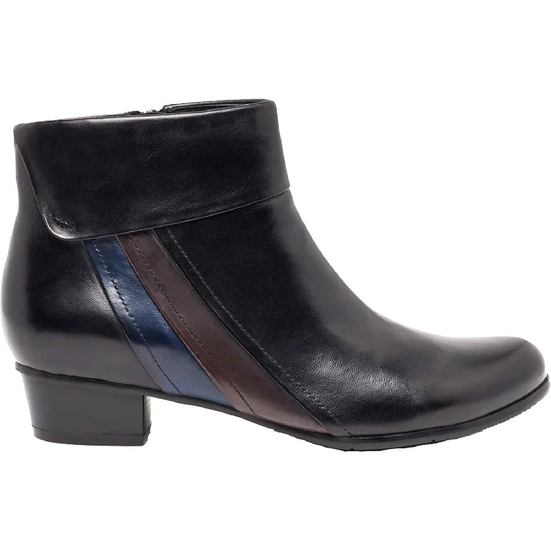 Booties with plush paddingWomen's Regarde Le Ciel Stefany-369 Black/Muddy/Melanzana Glove Leather