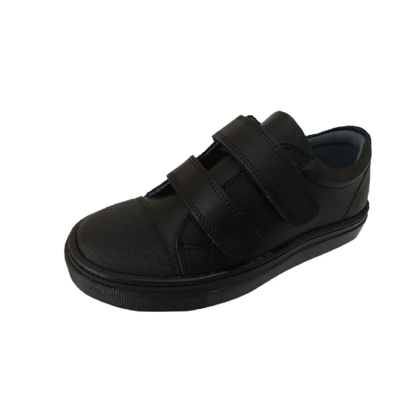 Petasil Vose 5976 Boys Black Vegan Leather Touch Fastening School Shoes