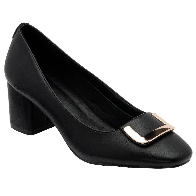 Lotus Aubrey Ladies Black Matt Slip On Heels