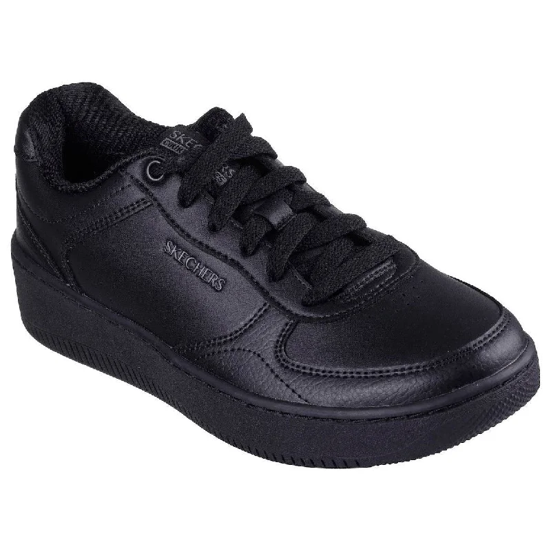 Skechers 185160 Sport Court 2.0 - Co Ladies Black Leather Lace Up Trainers