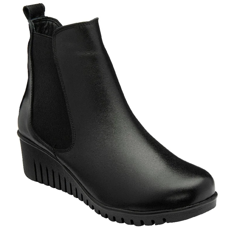 Ankle boots for pet safety-Lotus Dresden Ladies Black Leather Side Zip Ankle Boots