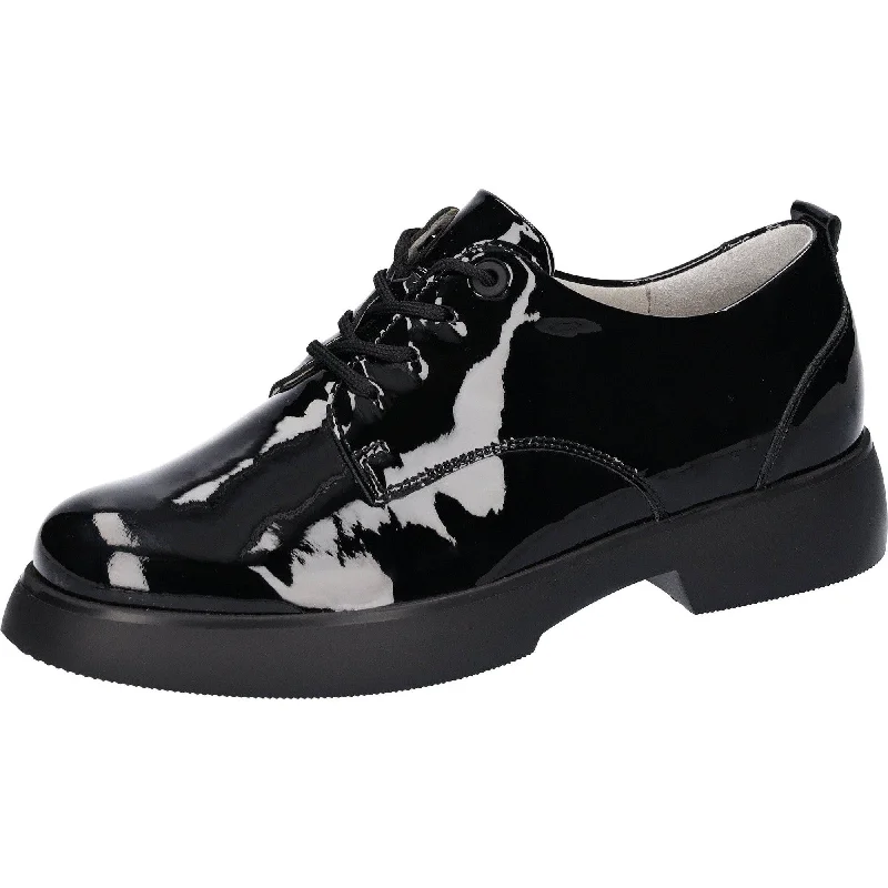 Waldlaufer 720001 155 001 H-Penny Ladies Black Patent Leather Arch Support Lace Up Shoes