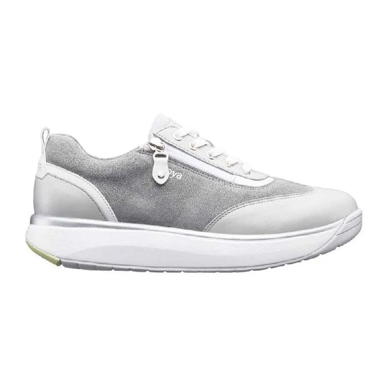 Joya Laura Ladies Light Grey Leather & Textile Arch Support Zip And Lace Up Shoes