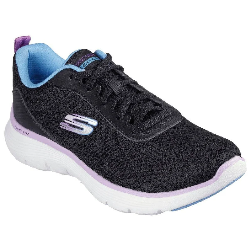 Skechers 150200 Flex Appeal 5.0-New Thrive Ladies Black Multi Textile Vegan Lace Up Trainers