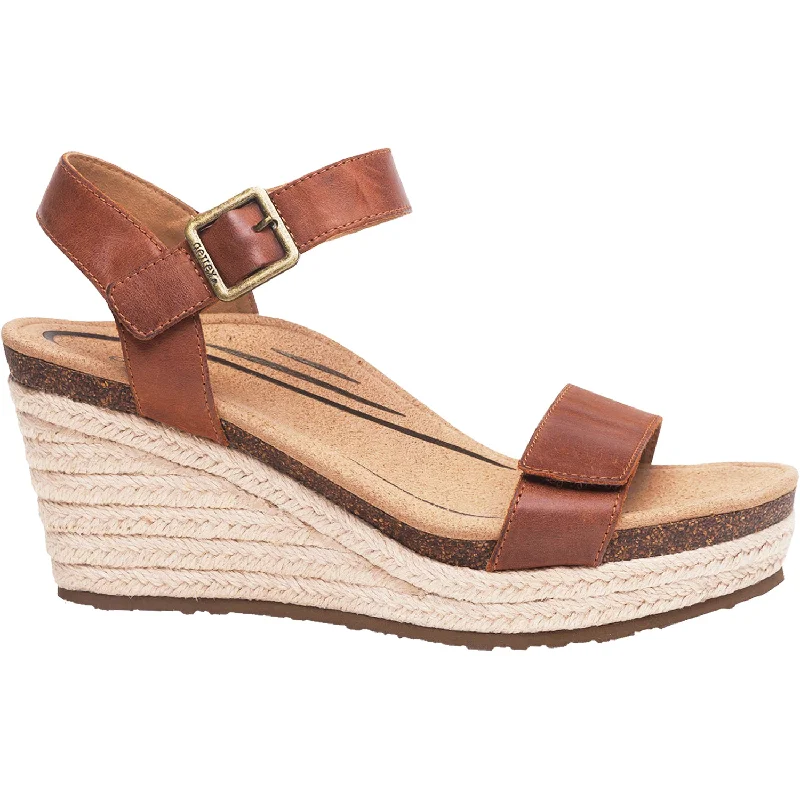 Sandals with strong straps-Women's Aetrex Sydney Walnut Leather