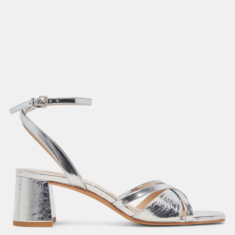 Blakly Heels Silver Distressed Leather