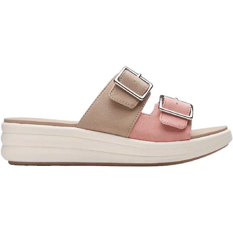 Sandals with tough tread-Women's Clarks CS Drift Buckle Peach Combi Synthetic