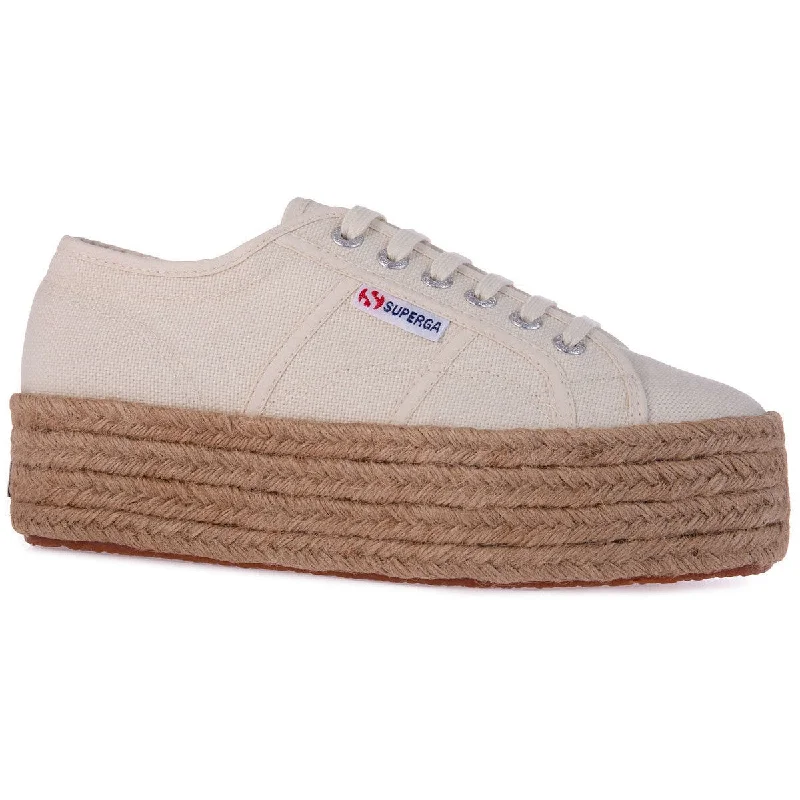 Superga 2790 Rope Ladies Beige Cotton Lace Up Trainers