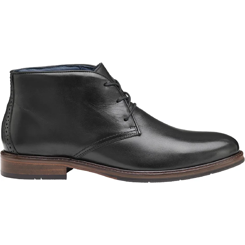 Booties for womenMen's Johnston & Murphy XC Flex Raleigh Chukka Black Full Grain Leather