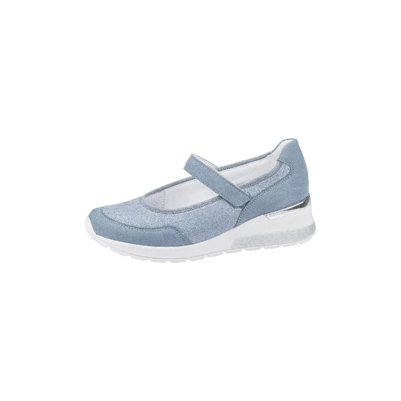 Waldlaufer 939H32 200 267 H-Clara Ladies Sky Blue Leather & Textile Touch Fastening Shoes