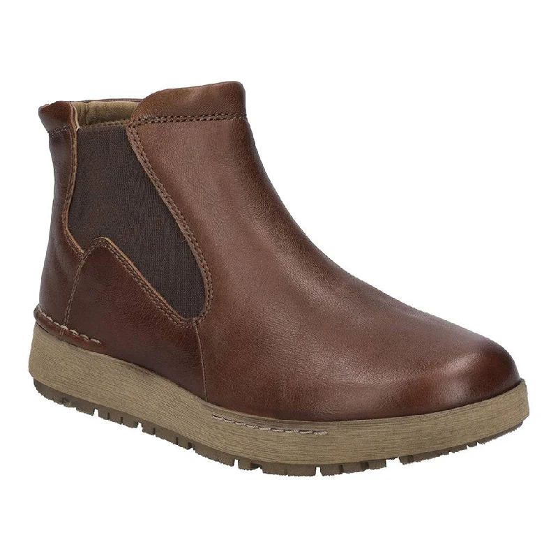 Ankle boots for road trips-Josef Seibel Anna 04 Ladies Wide Castagne Brown Leather Arch Support Side Zip Ankle Boots