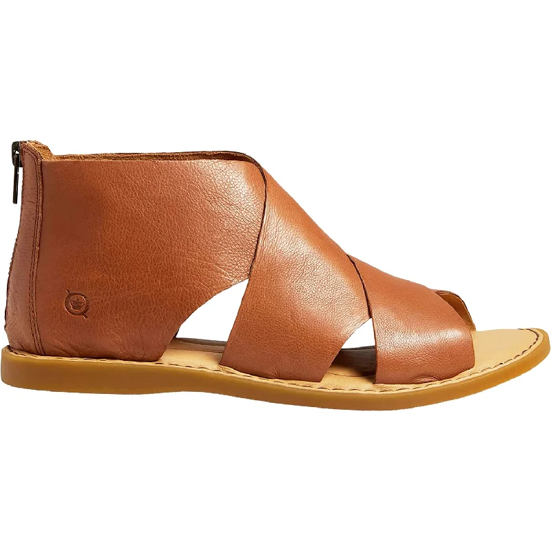 Sandals with quick slip-Women's Born Imani Luggage Brown Leather