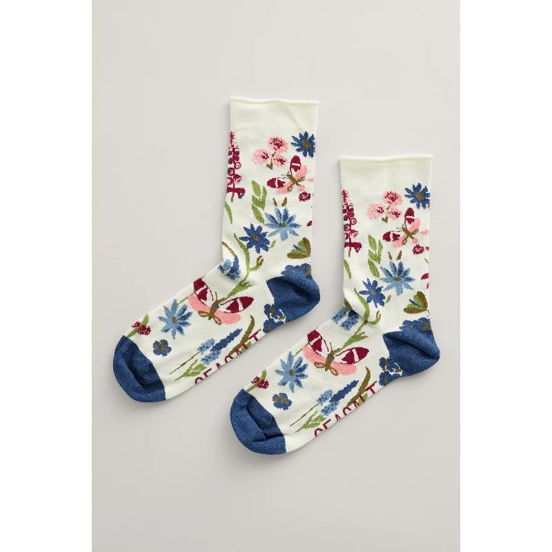 Seasalt Women's Bamboo Arty Socks Garden Bloom Chalk