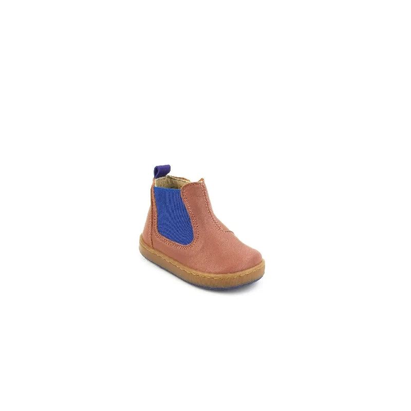 Ankle boots for warm days-Petasil Taz 9444 Girls Pink With Blue Elastic Side Zip Ankle Boots