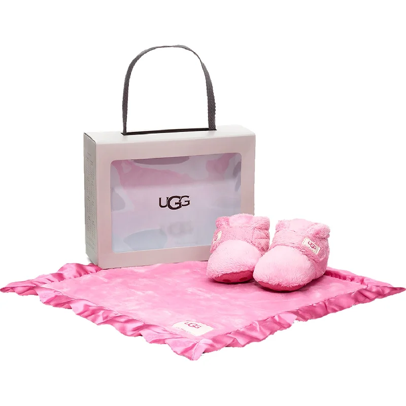 Slippers with aged charmInfants' UGG Bixbee Bootie And Lovey Blanket Bubblegum