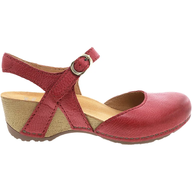 Sandals with oval pattern-Women's Dansko Tiffani Red Milled Burnished Leather