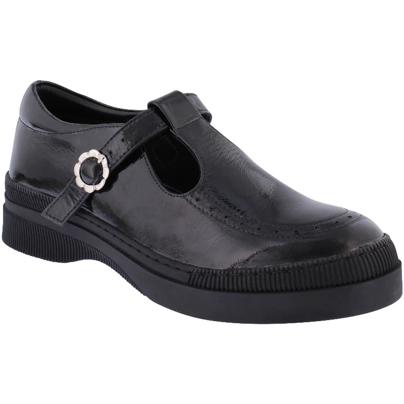 Adesso A7014 Leigh Ladies Black Patent Leather T-bar Shoes