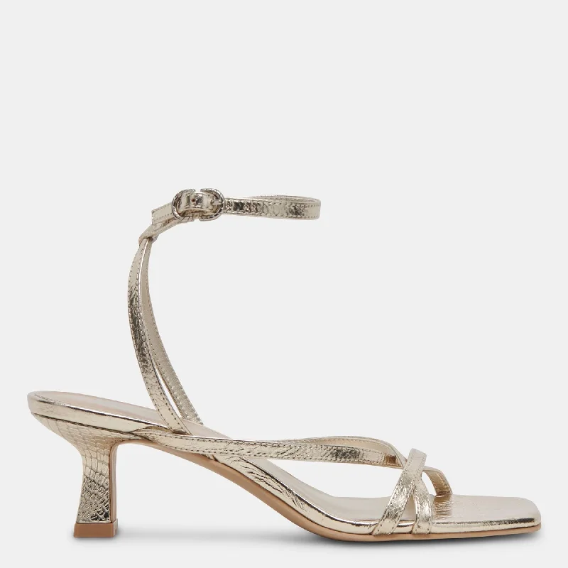 Heeled sandals for extra roomZamal Heels Light Gold Crinkle Patent