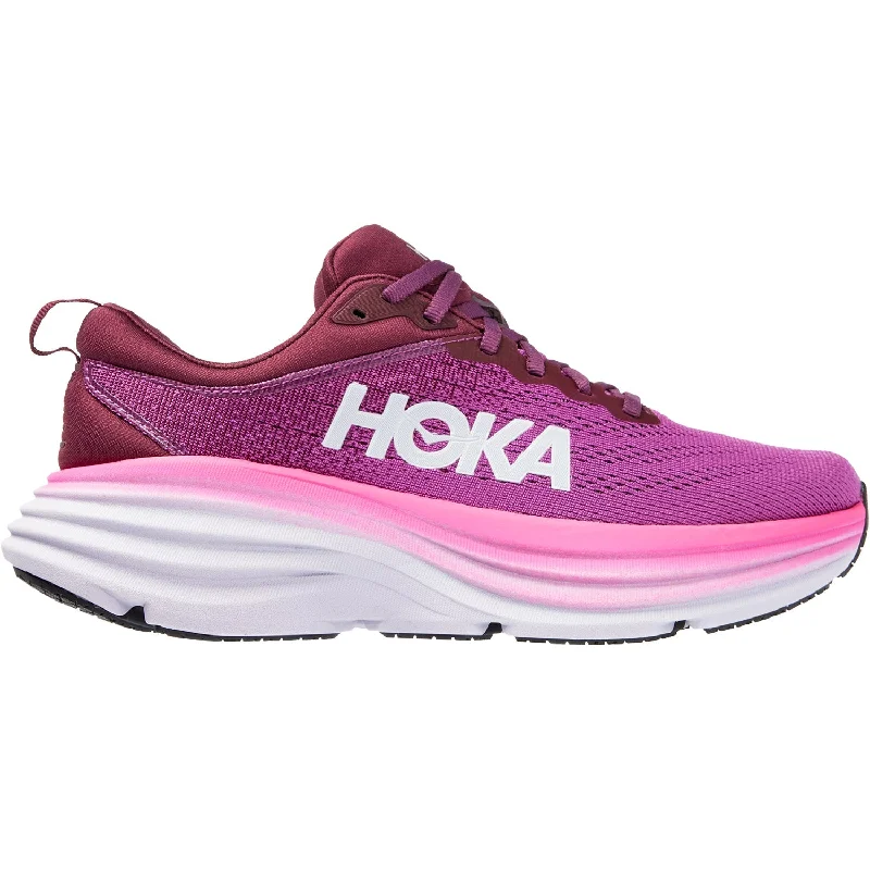 Athletic shoes for tired legs-Women's Hoka Bondi 8 Beautyberry/Grape Wine Mesh