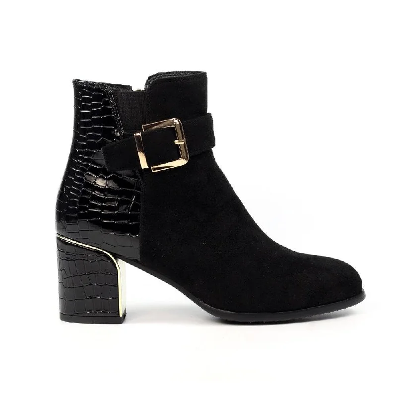 Ankle boots for parents-Lunar GLC824 Tawny Ladies Black Side Zip Ankle Boots