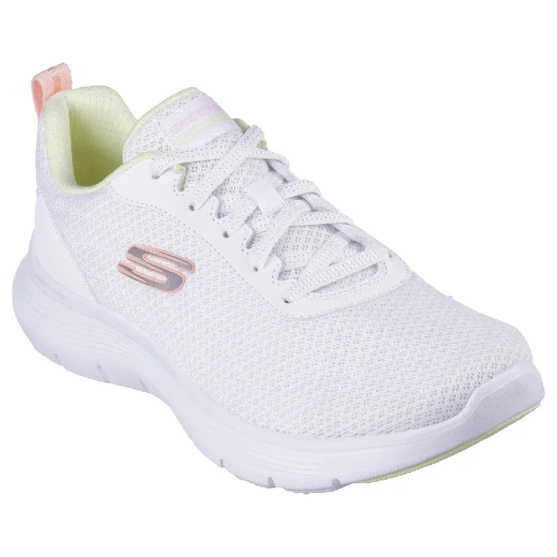 Skechers 150200 Flex Appeal 5.0-New Thrive Ladies White Multi Textile Vegan Lace Up Trainers