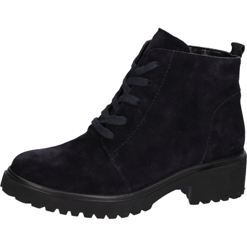 Ankle boots for casual runs-Waldlaufer 716807 195 194 H-Luise  Ladies Navy Blue Suede Arch Support Zip & Lace Ankle Boots