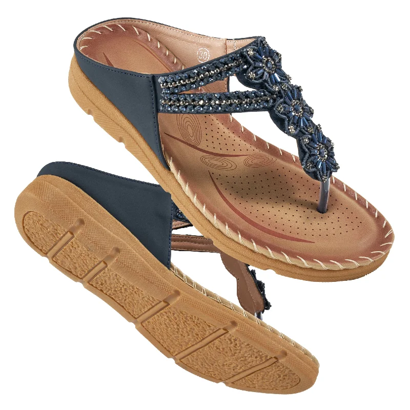 Sandals with deep grip-【No.3】Women's Flip Flops Comfortable Flats Sandals for Women Gladiator Bohemian Beaded Summer Shoes Outdoor Beach Clip Toe Sandal