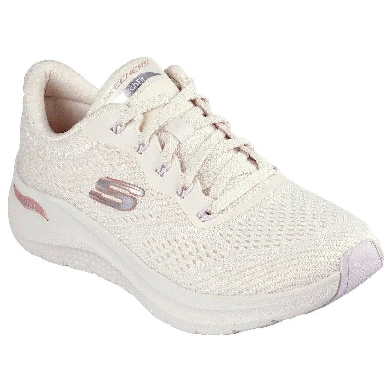 Skechers 150051 Arch Fit 2.0 - Big League Ladies Natural Multi Textile Vegan Arch Support Lace Up Trainers