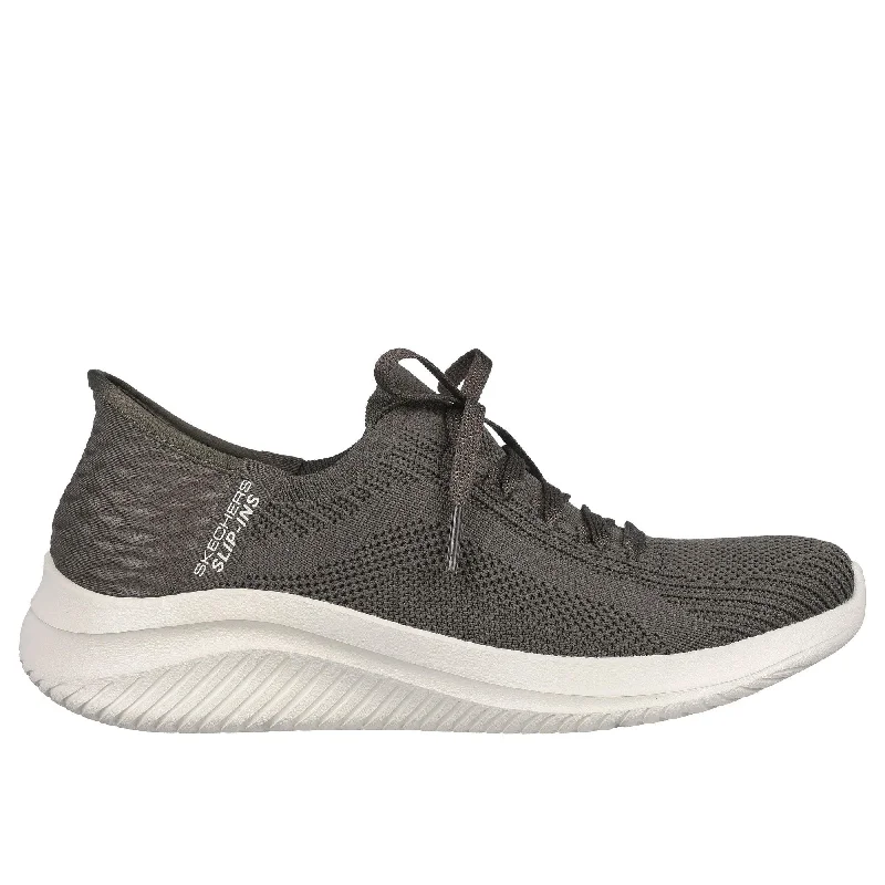 Skechers Slip-ins 149710 Ultra Flex 3.0-Brilliant Path Ladies Olive Textile Vegan Slip On Trainers