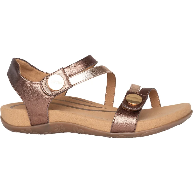 Sandals with sleek vibe-Women's Aetrex Jess Bronze Synthetic