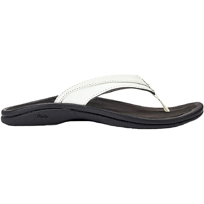 Sandals for hot climates-Women's OluKai Ohana White/Black Synthetic