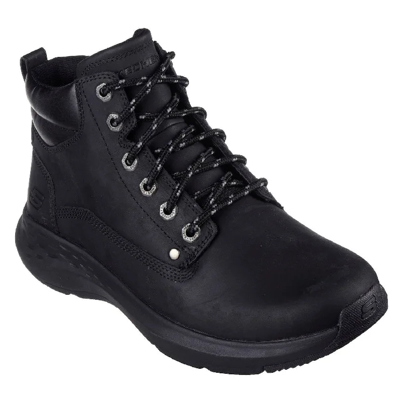 Ankle boots for celebrations-Skechers 205175 Parson - Ederic Relaxed Fit Mens Wide Black Leather Lace Up Ankle Boots