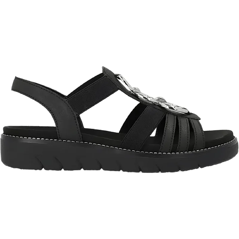 Sandals for simple looks-Women's Remonte D20743-02 Black/Black Synthetic