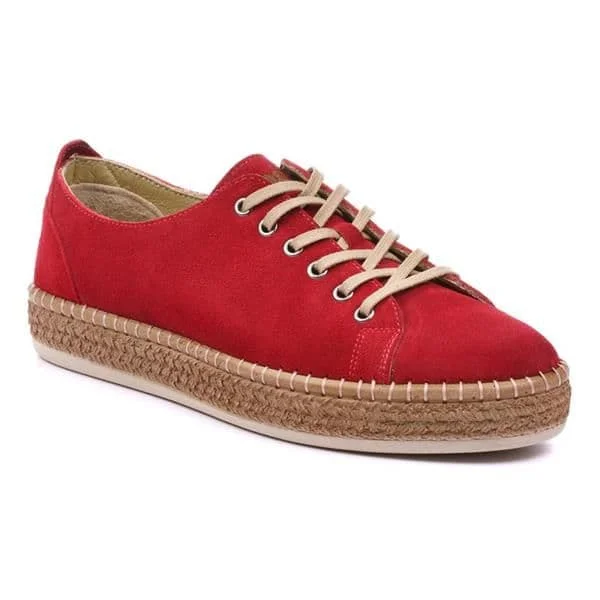 Lazy Dogs Maddison JLD010 Ladies Red Suede Lace Up Shoes