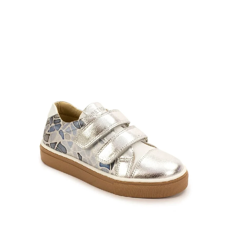 Petasil Jasmine 5995 Girls Silver Leather Touch Fastening Shoes