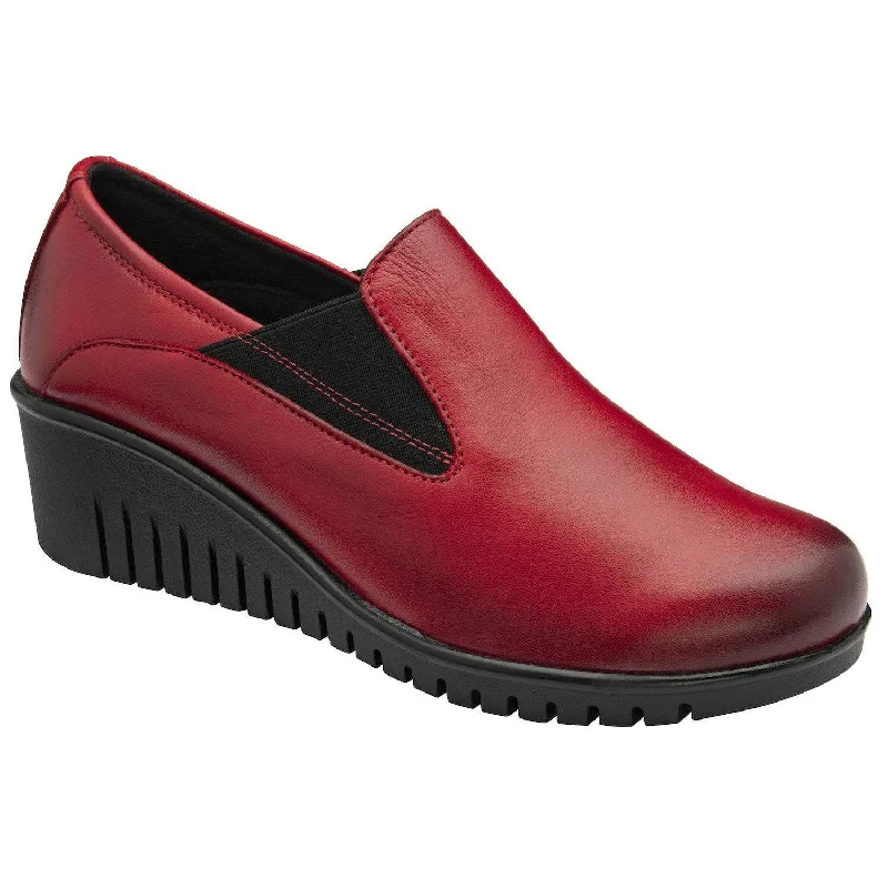 Lotus Delmar Ladies Red Leather Slip On Shoes