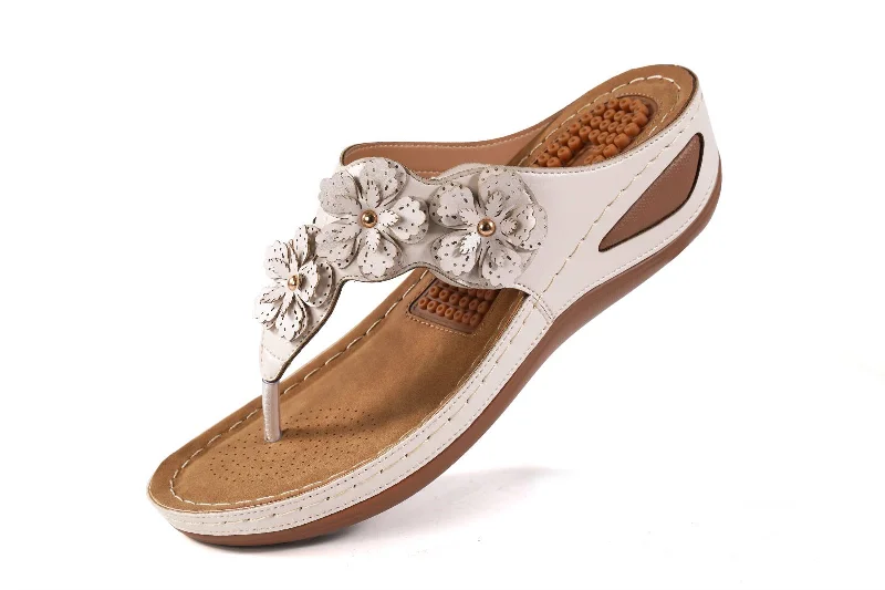 Sandals for urban style-【No.13】Womens Sandals Flip Flops for Women with Arch Support Comfortable for Walk Wedge Sandal Flower Platform Shoes Causal Flip Flop