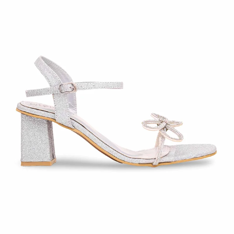 Sandals with suede straps-Silver Fancy Sandal FN5889