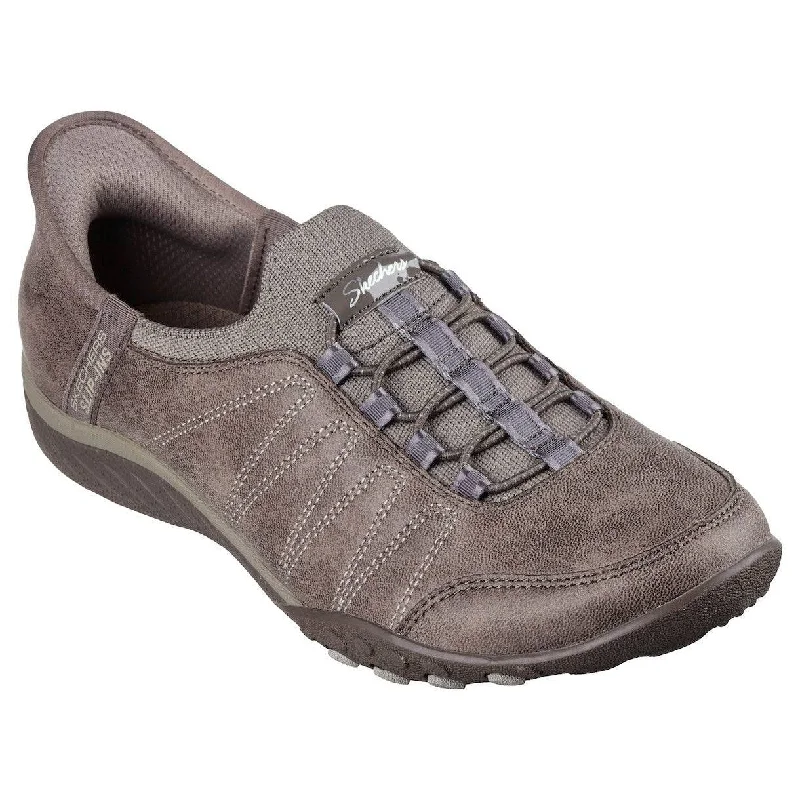 Skechers 100615 Breathe-Easy - Home Hands Free Relaxed Fit Ladies Wide Dark Taupe Vegan Slip On Trainers