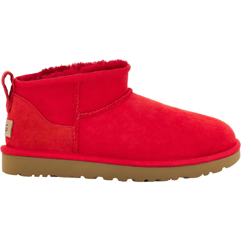 Booties with home comfortWomen's UGG Classic Ultra Mini Ribbon Red Sheepskin