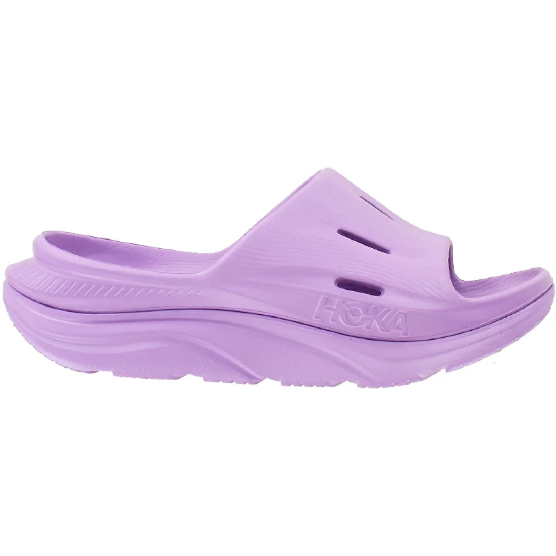 Sandals with chic vibe-Unisex Hoka Ora Recovery Slide 3 Violet Bloom/Violet EVA